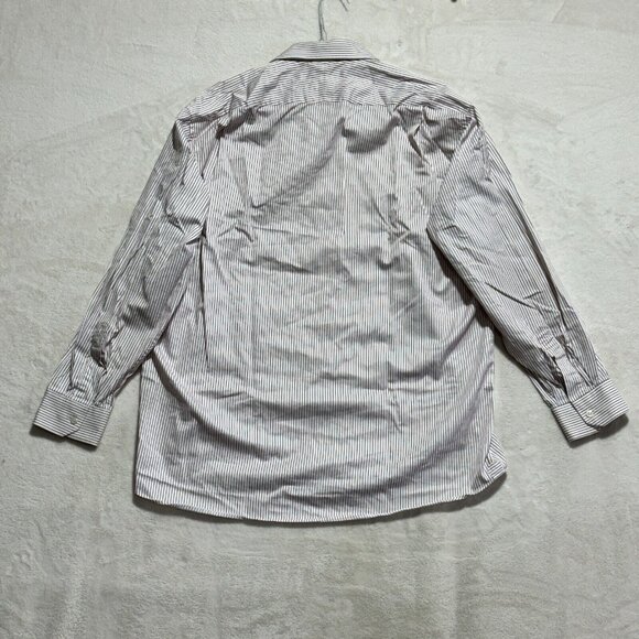 Jack Lipson Signature Shirt Long Sleeve White Striped Woven in Italy Mens 17L - Picture 12 of 13